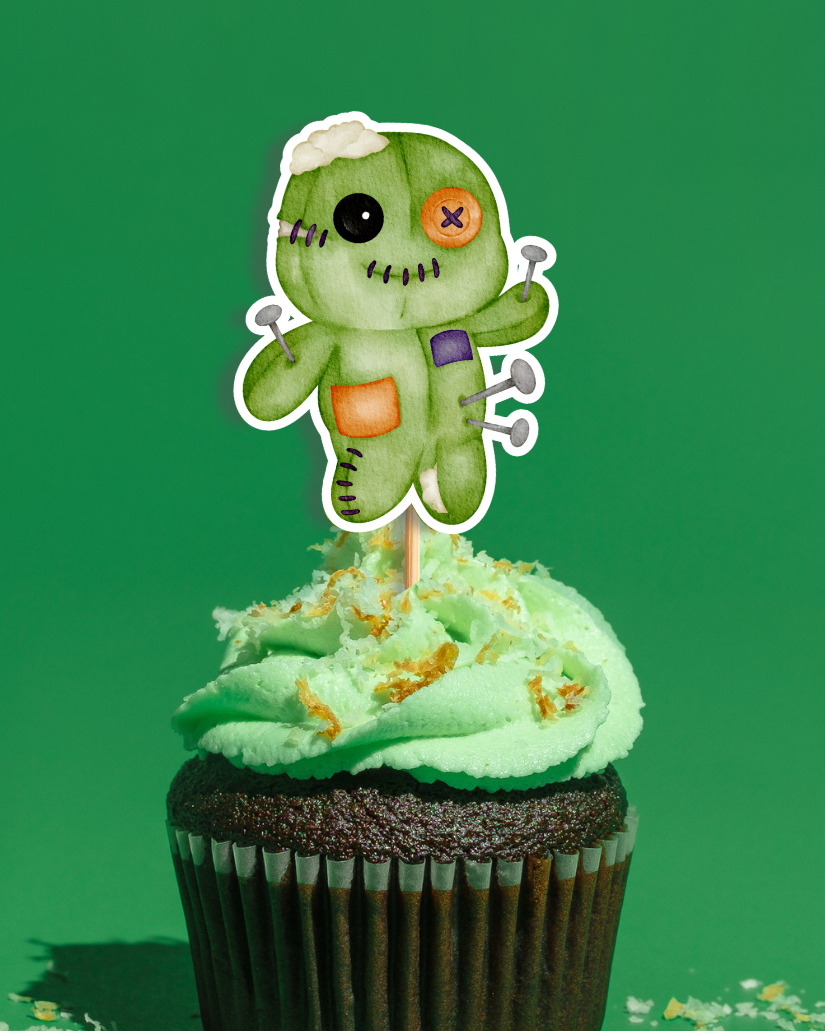 Spooky Doll Halloween Cupcake Toppers