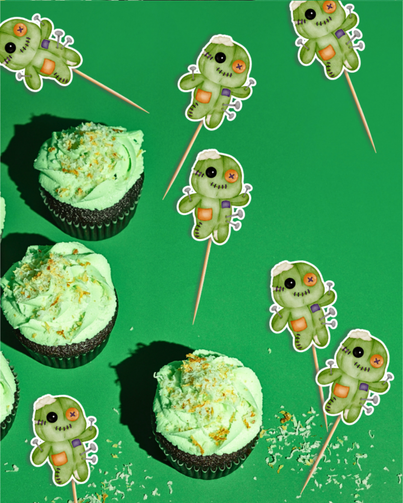 Spooky Doll Halloween Cupcake Toppers