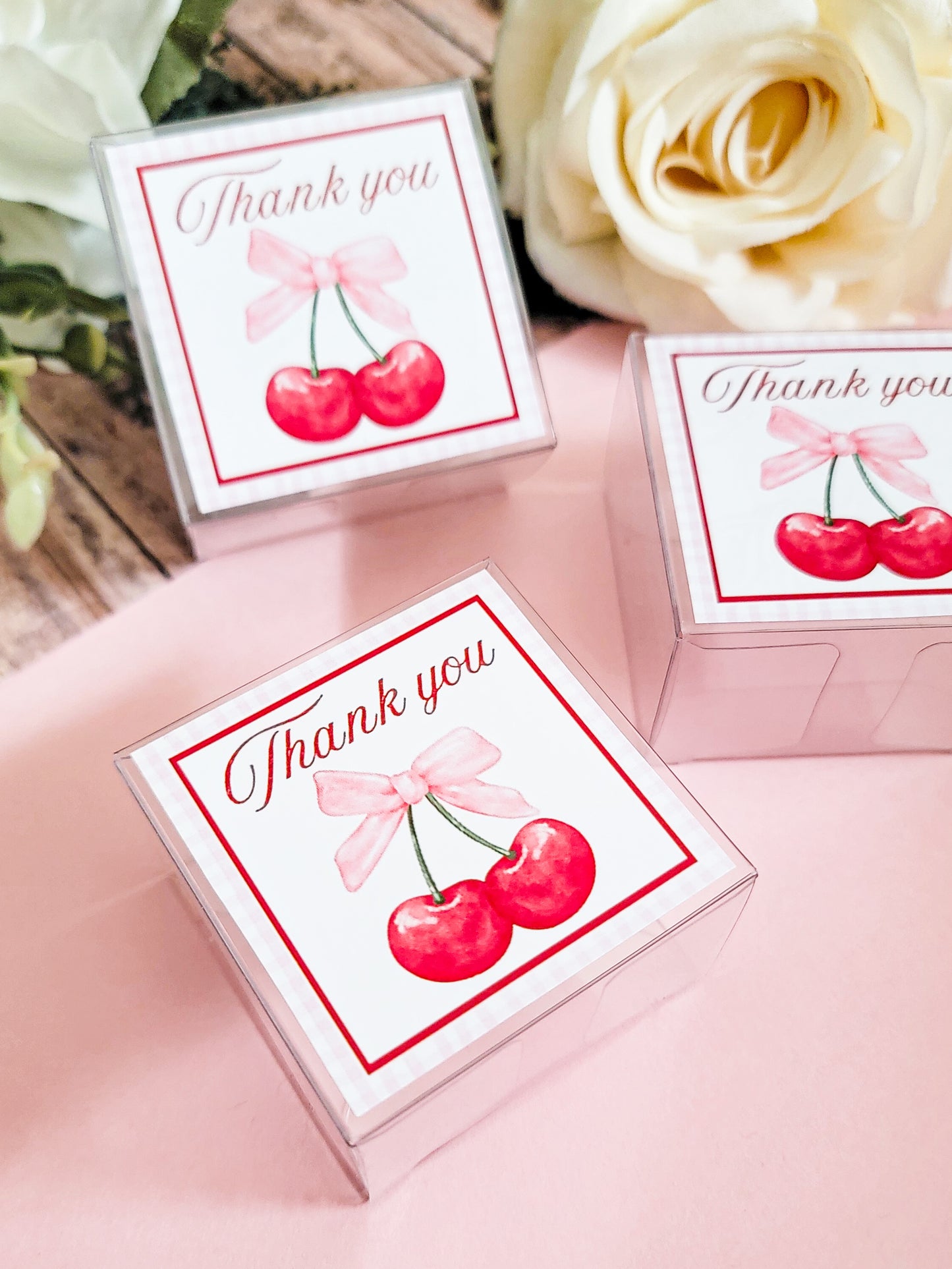 Cherry clear candy boxes