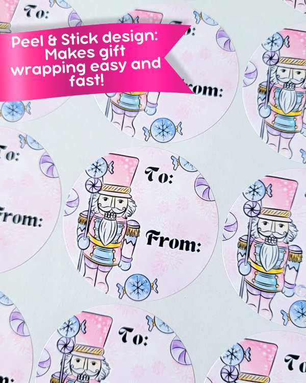 Pink Nutcracker Gift Tag Stickers