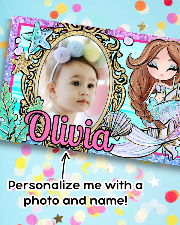 Personalized Mermaid Favor Box Sticker Labels