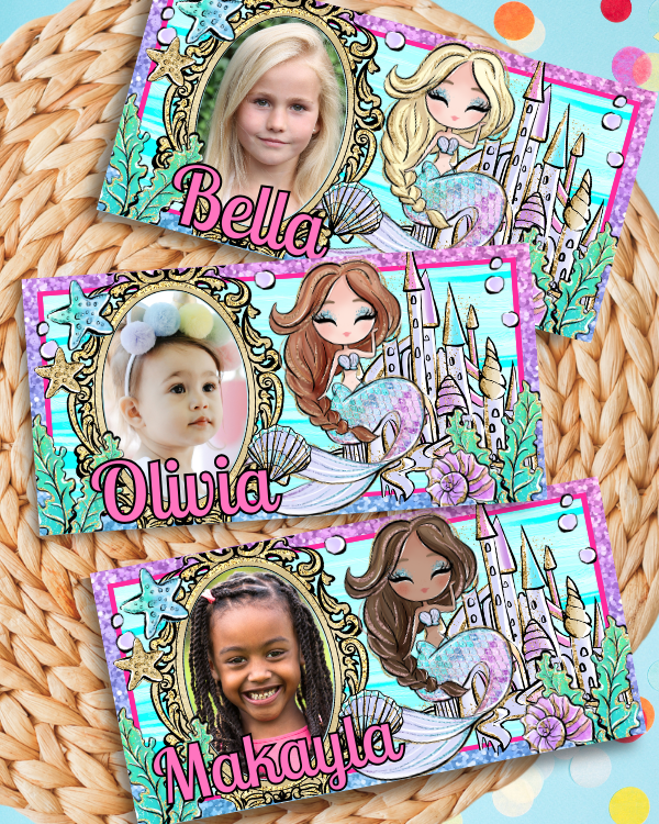 Personalized Mermaid Favor Box Sticker Labels