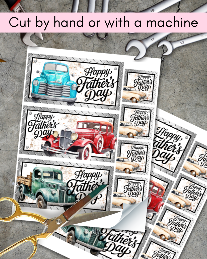 Classic Cars Father's Day Labels - Digital Download