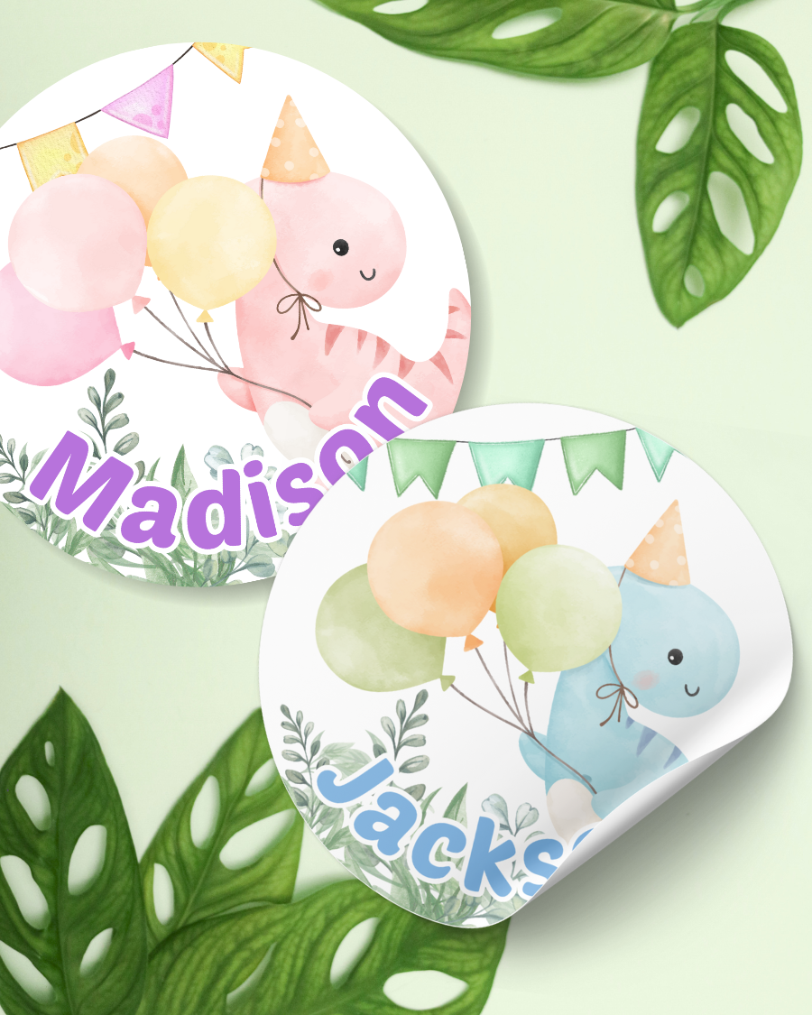 Cartoon Dinosaur Stickers - Personalized