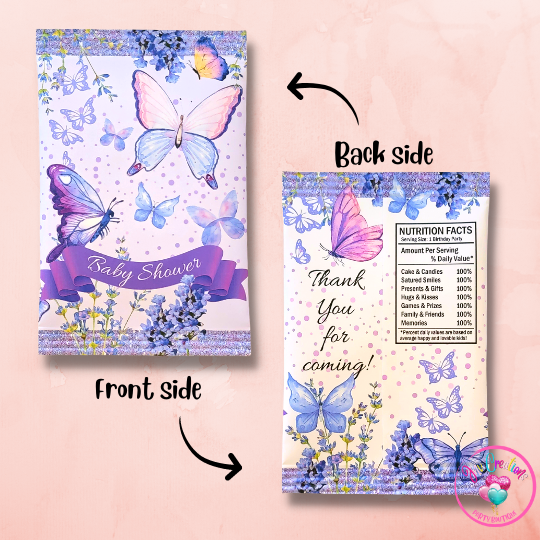 Chip Bag Digital Download - Purple Butterfly Baby Shower