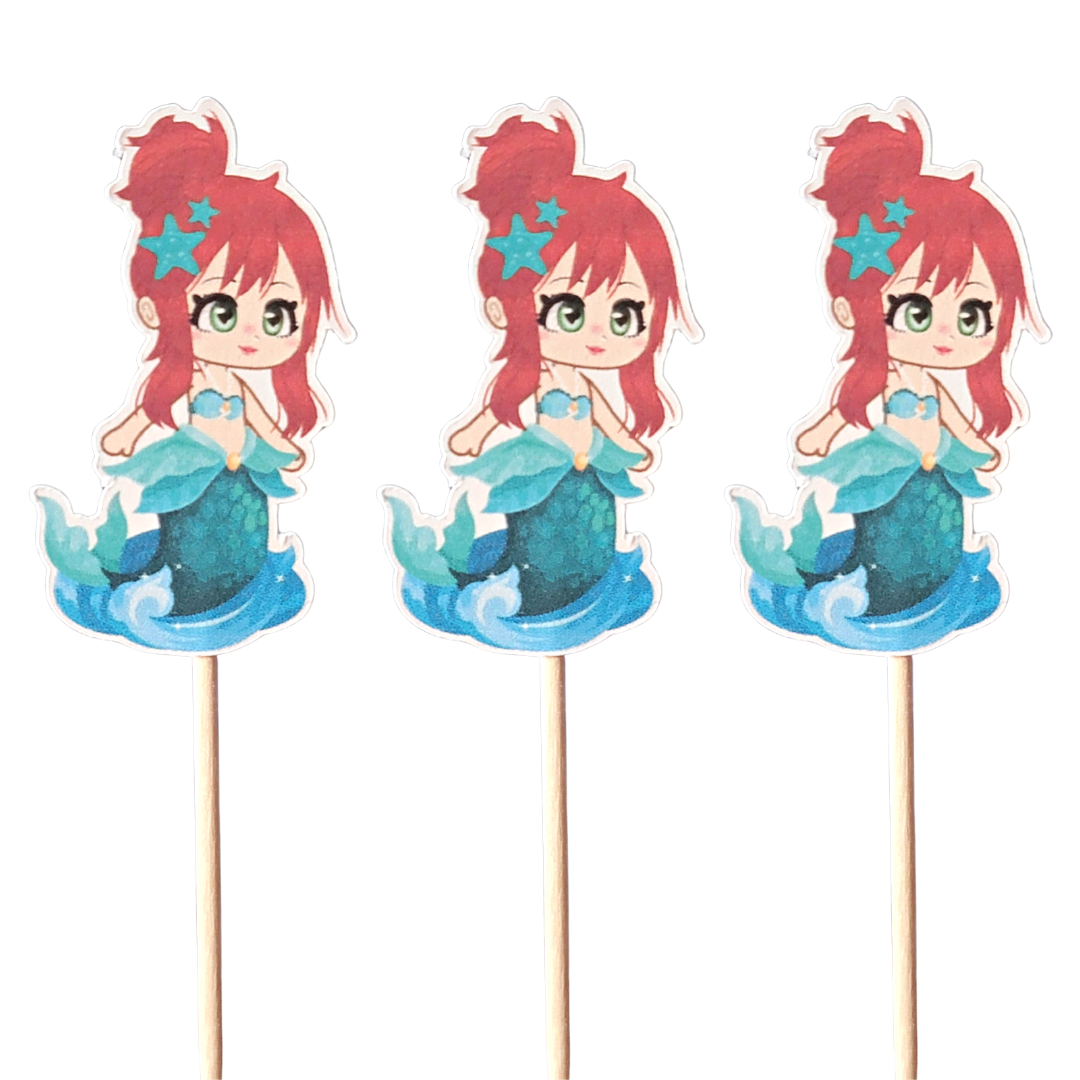 Mermaid Cupcake Toppers - 12 pcs.
