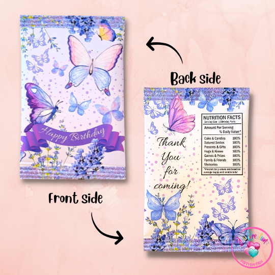 Chip Bag Digital Download - Purple Butterfly Birthday