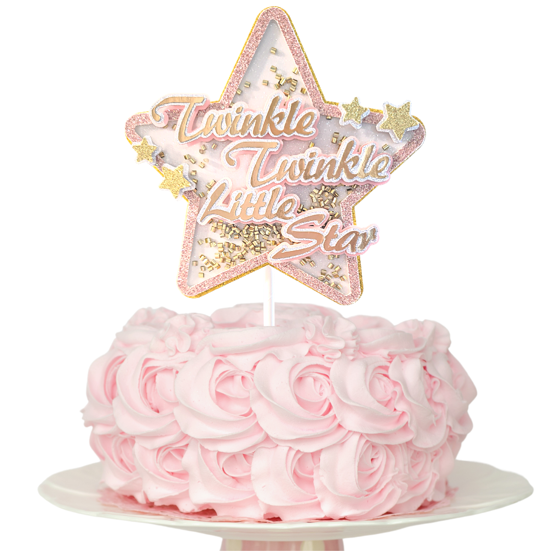 'Twinkle Twinkle' Pink Cake Topper Shaker
