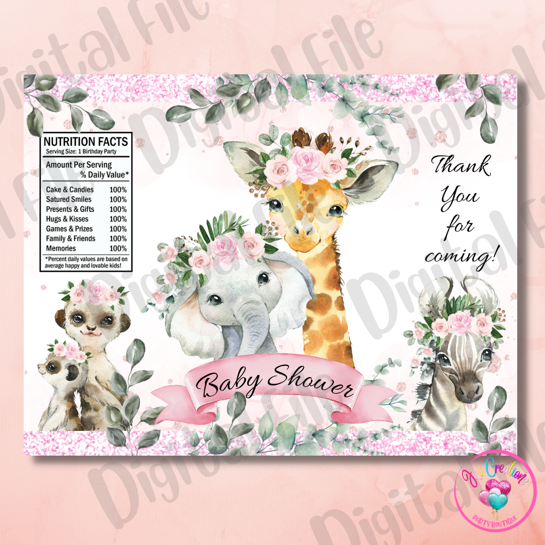Chip Bag Digital Download - Floral Safari Baby Shower
