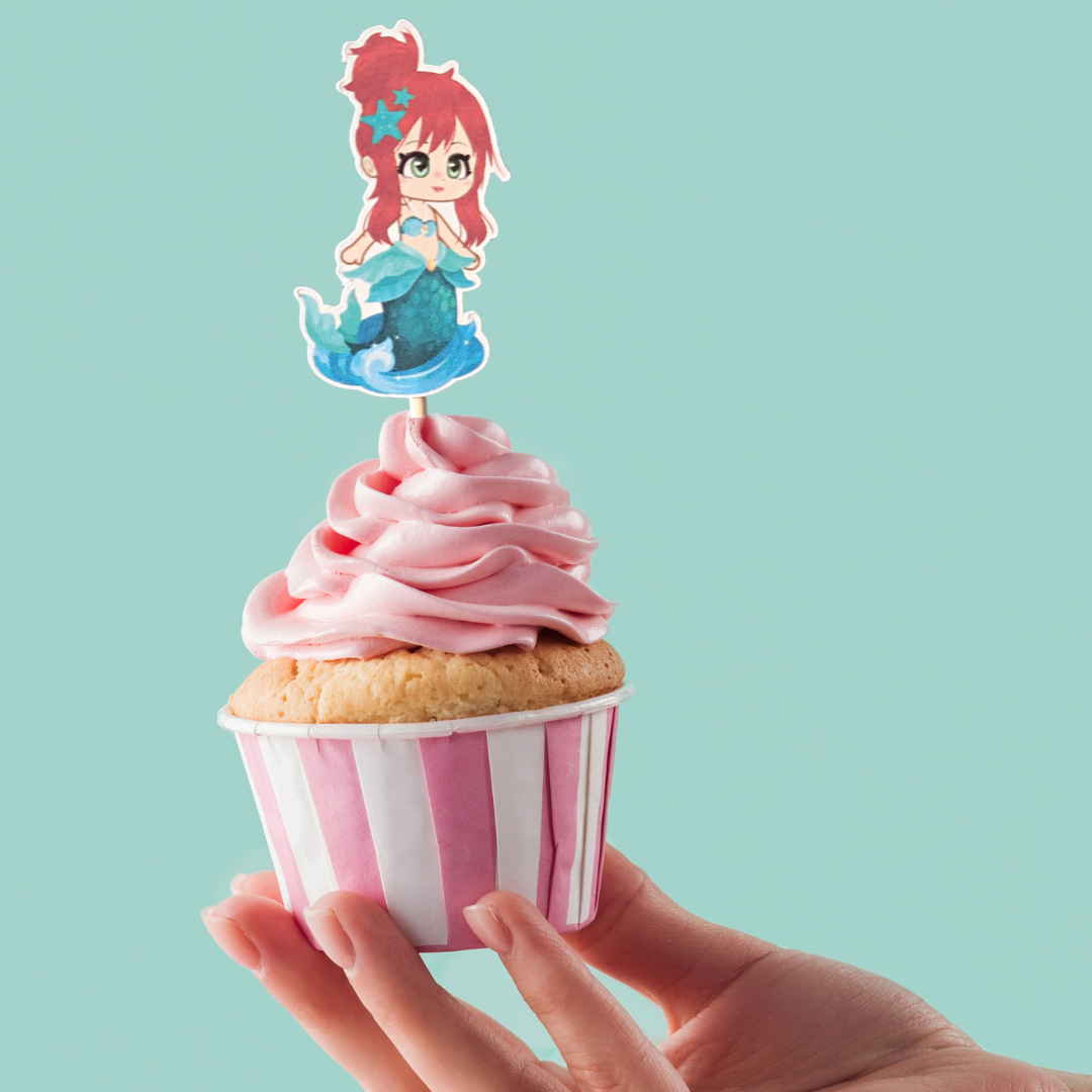Mermaid Cupcake Toppers - 12 pcs.