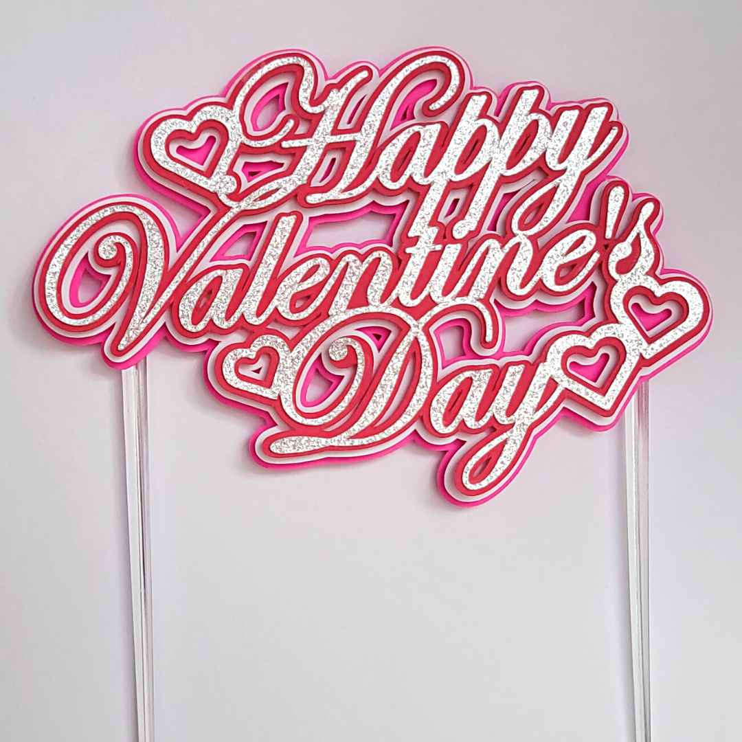 "Happy Valentine's Day" Cake Topper