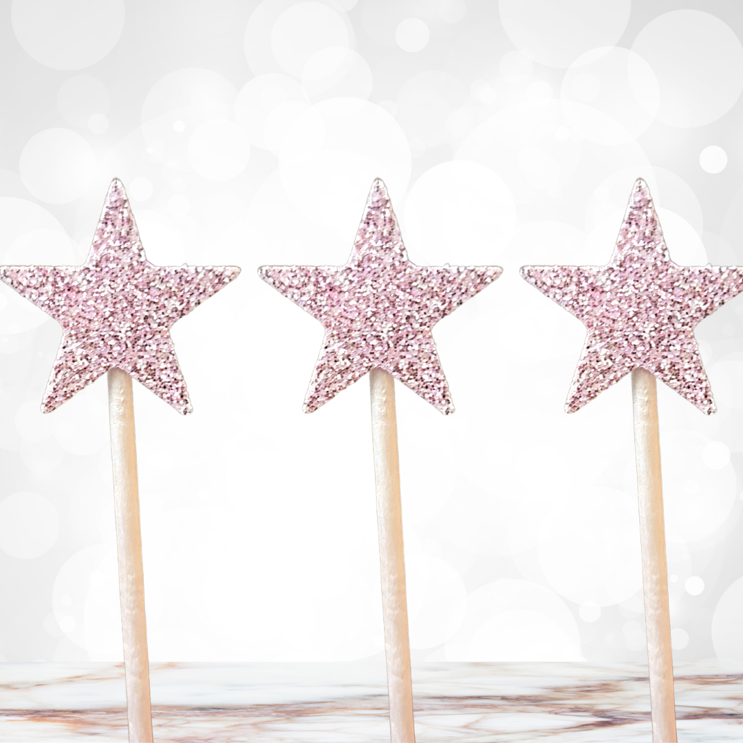 'Pink Twinkle Star' Cupcake Toppers