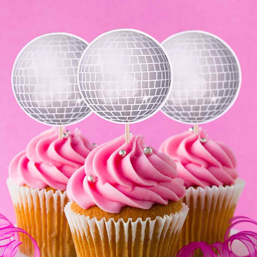 Disco Ball Cupcake Toppers - 12pcs.
