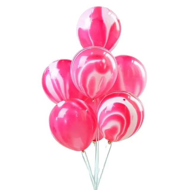 Hot Pink Agate Marble Latex Balloons - 10"