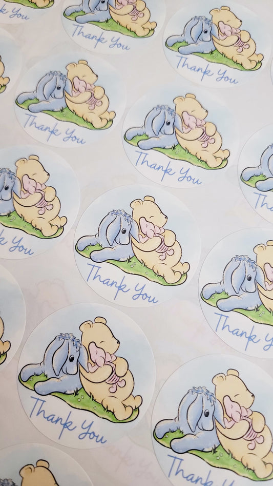 Winnie the Pooh "Thank You" Stickers - Blue