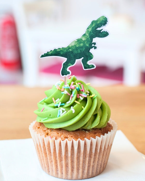 Watercolor T-Rex Cupcake Toppers