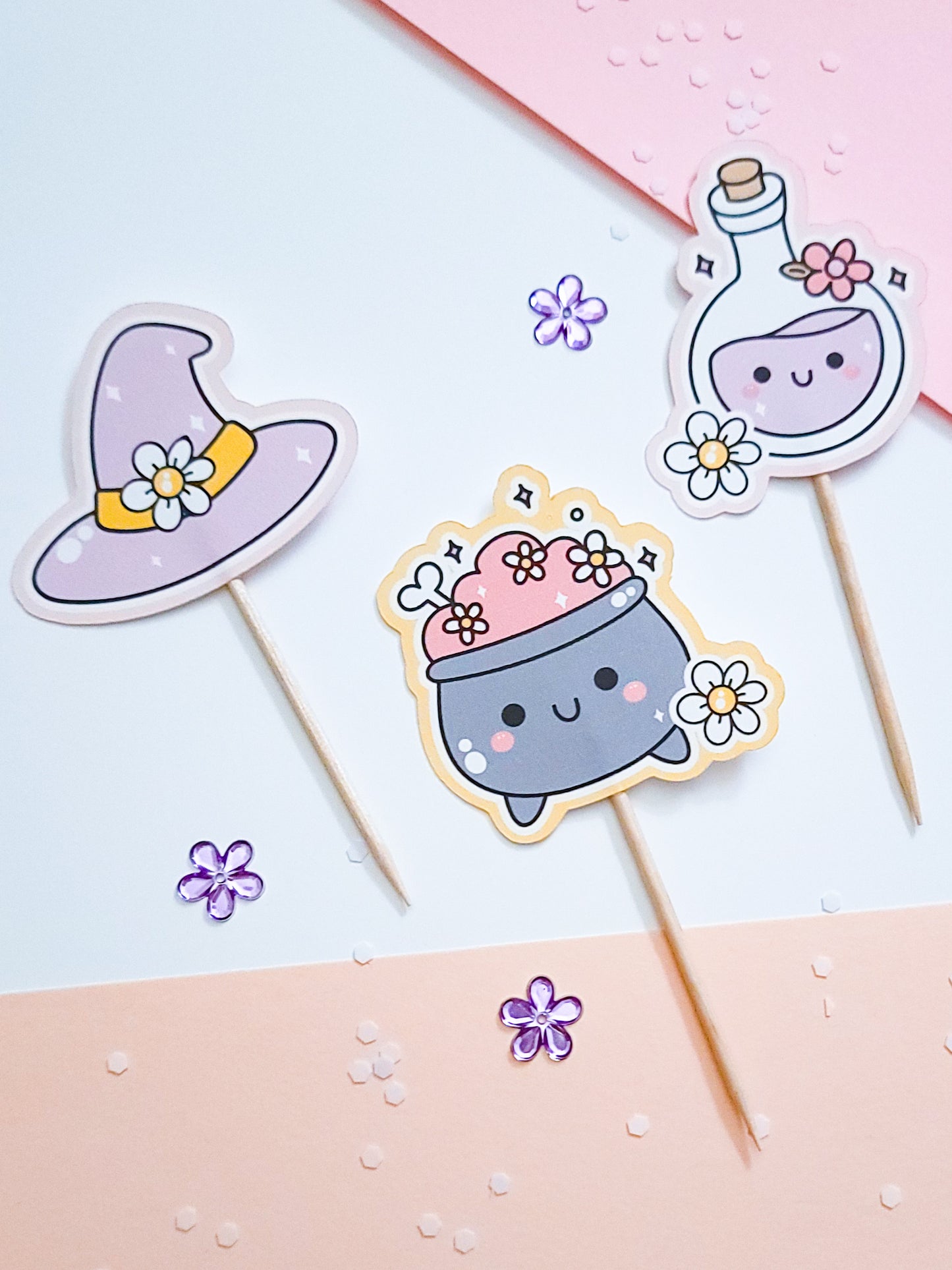 Retro Witch Cupcake Toppers