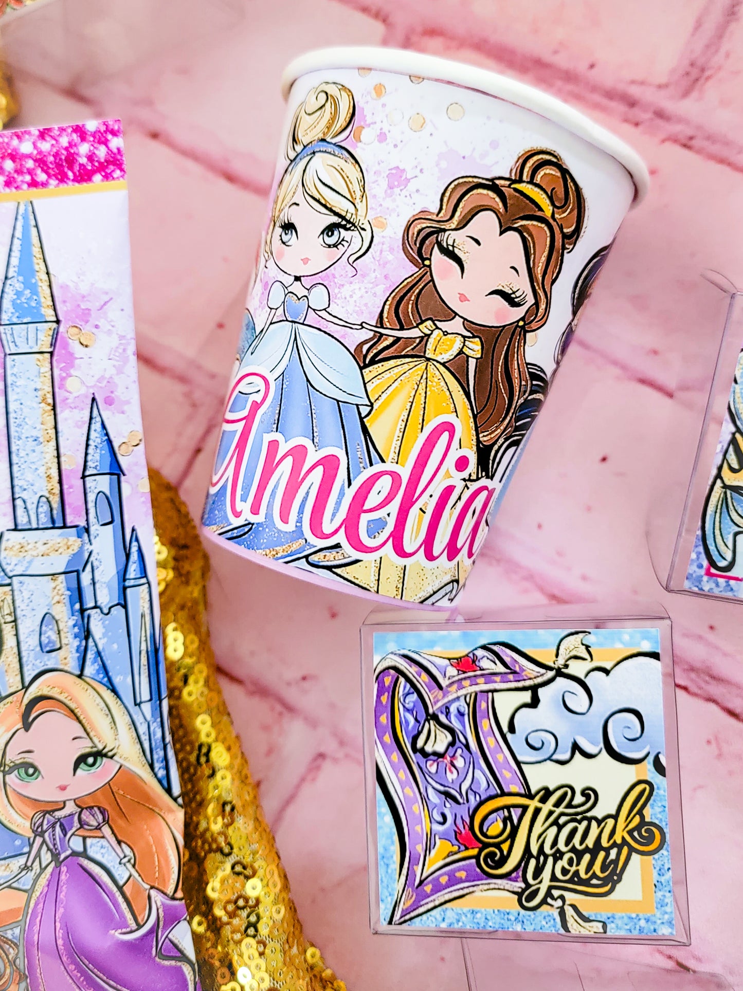 Personalized Princess Paper Cups