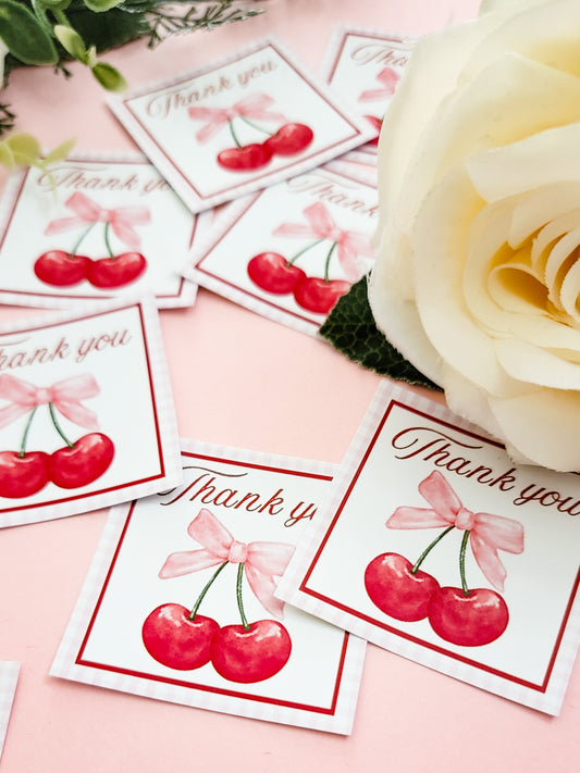 Cherry 'Thank you' Stickers (2" square)