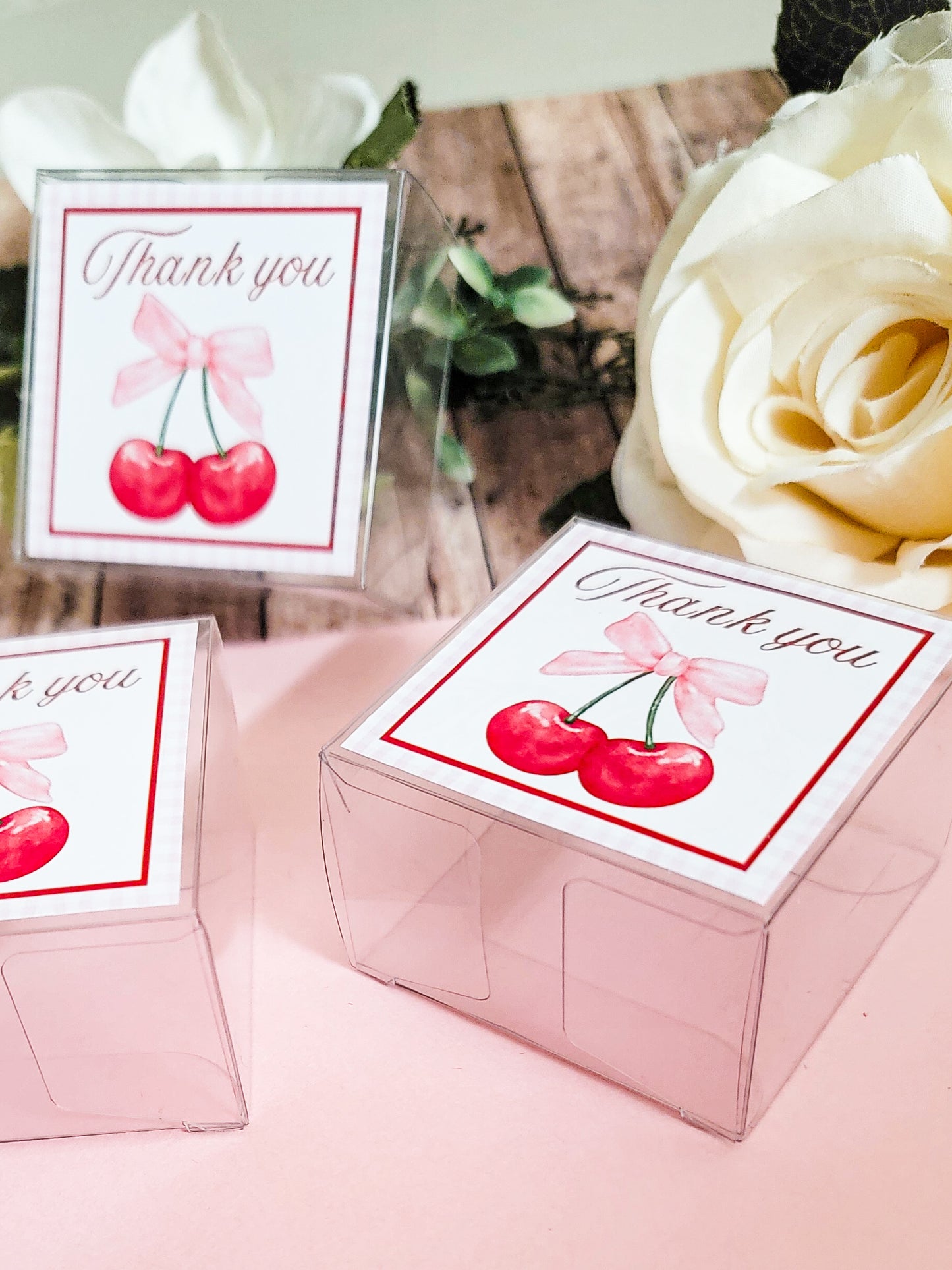 Cherry clear candy boxes