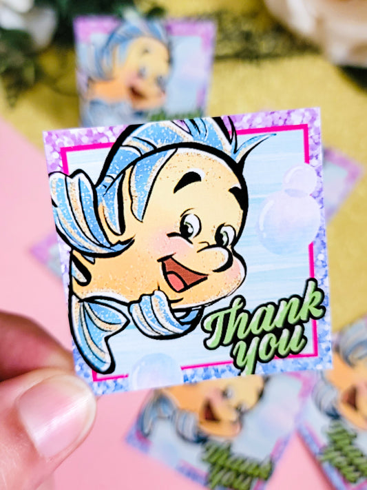 Little Mermaid 'Thank you' Stickers (2" square)