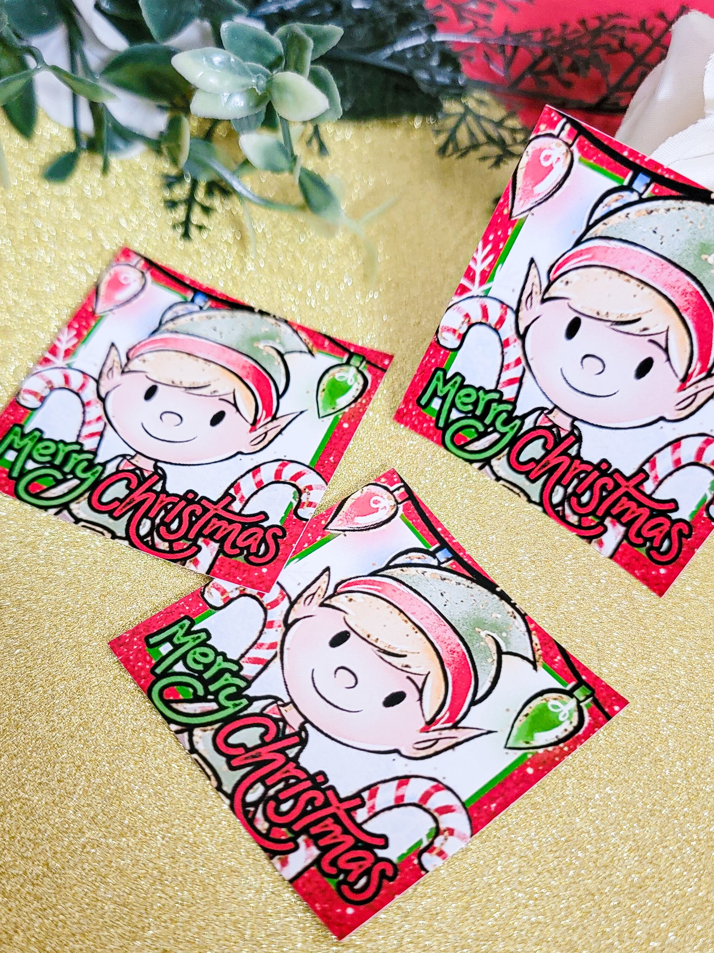 Christmas Elf Stickers (2" square)