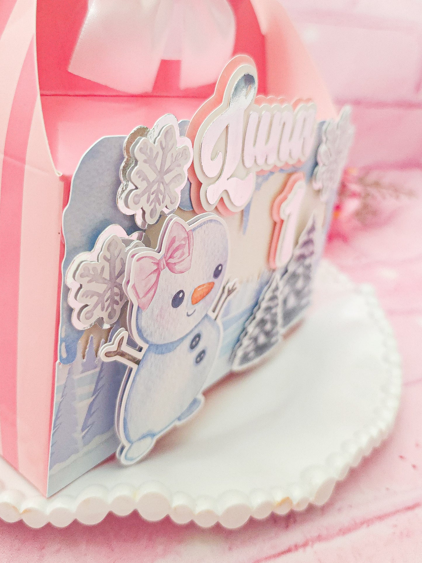 Pink Winter Wonderland Favor Boxes - Personalized