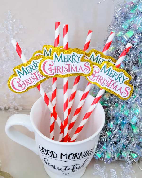 "Merry Christmas" Paper Straws
