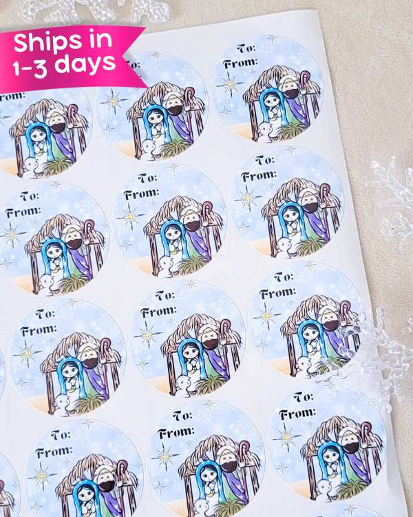 Nativity Scene Gift Tag Stickers