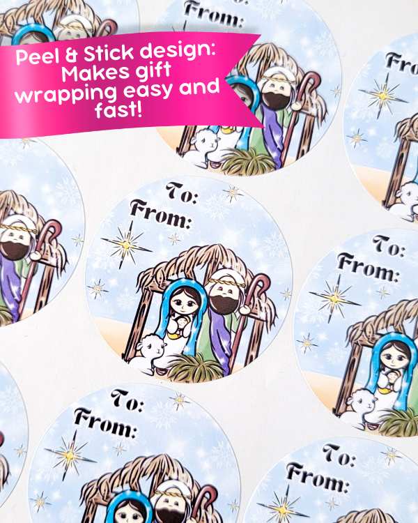 Nativity Scene Gift Tag Stickers