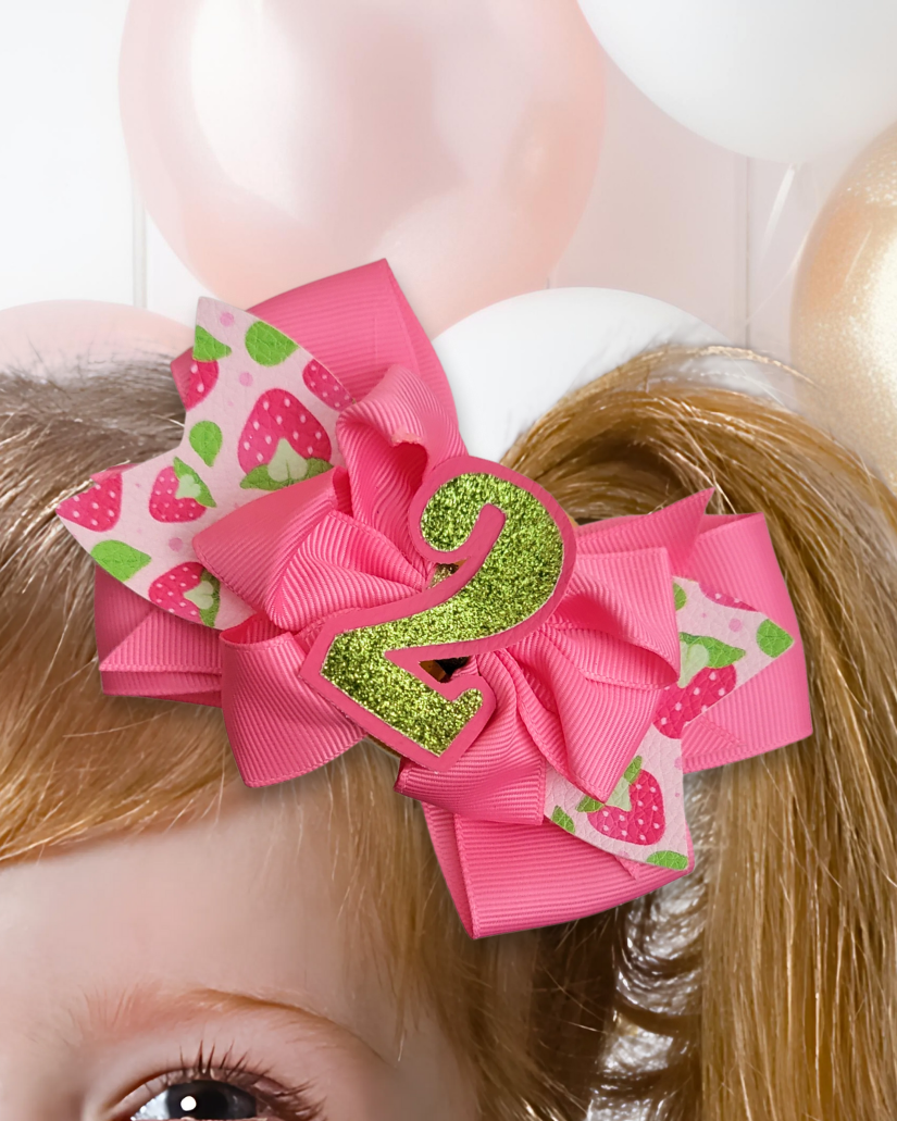 Strawberry Birthday Hair Bow