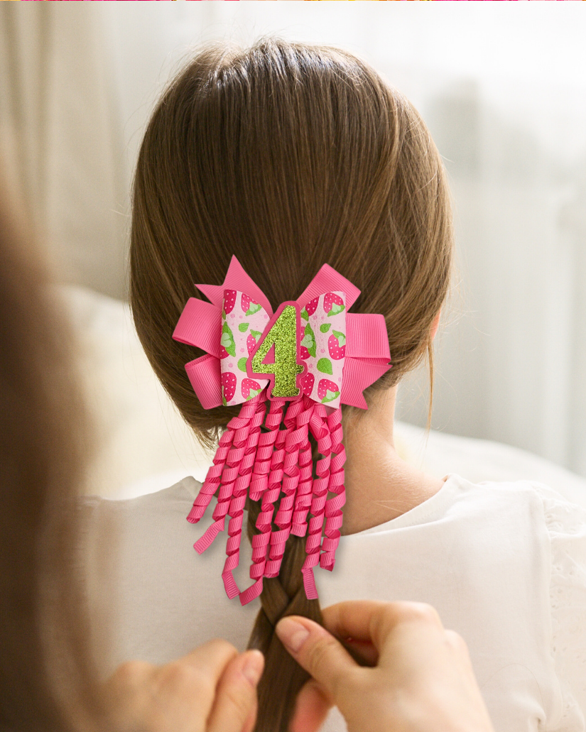 Strawberry Birthday Hair Bow