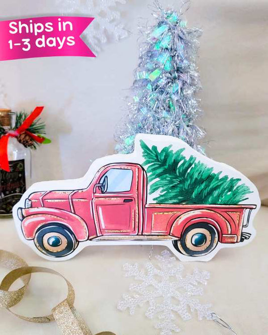 Christmas Truck Tabletop Prop 10"