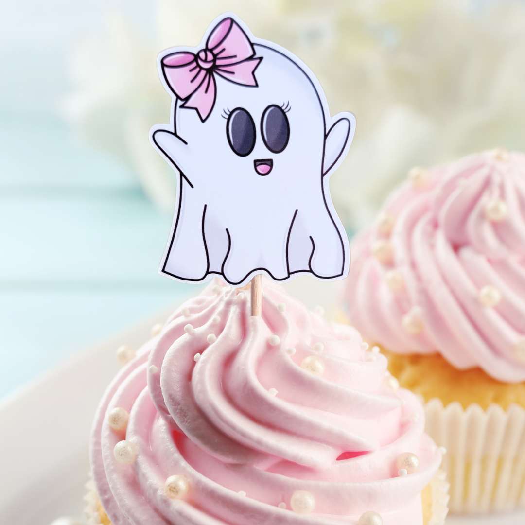 Pink Ghost Cupcake Toppers (12pcs.)