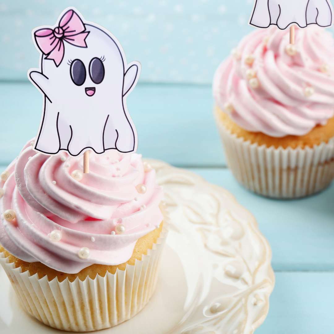 Pink Ghost Cupcake Toppers (12pcs.)