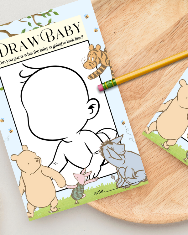 Winnie the Pooh Baby Shower Game - 'Draw Baby'