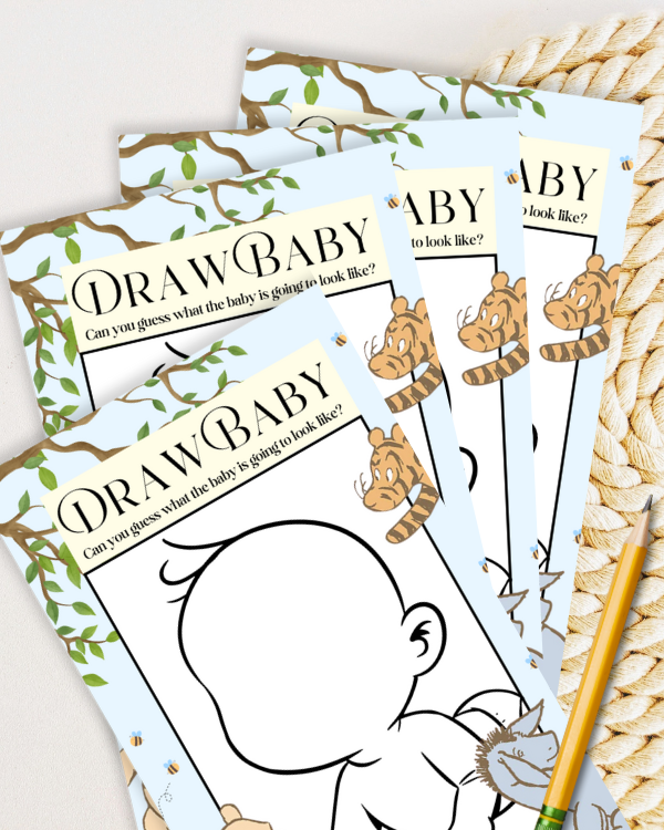 Winnie the Pooh Baby Shower Game - 'Draw Baby'