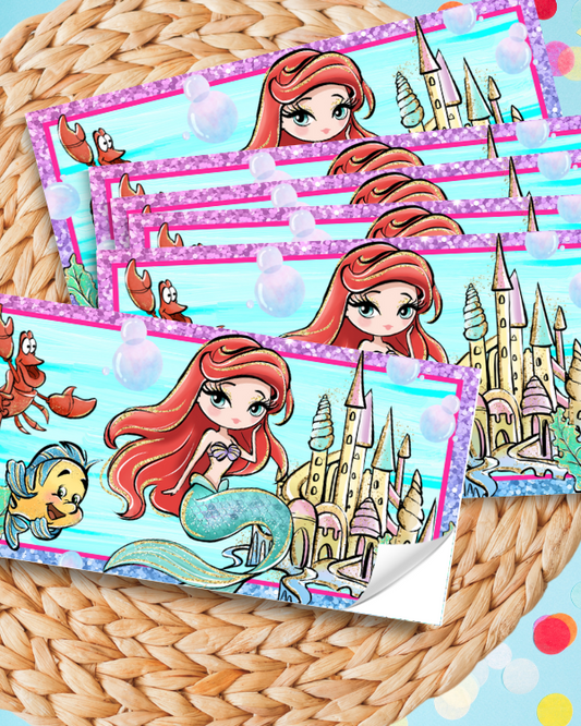 Little Mermaid Favor Box Sticker Labels