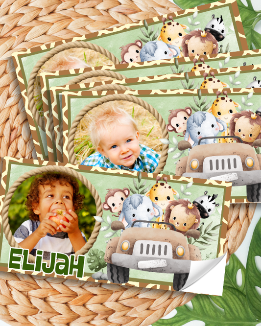 Personalized Jungle Safari Favor Box Sticker Labels