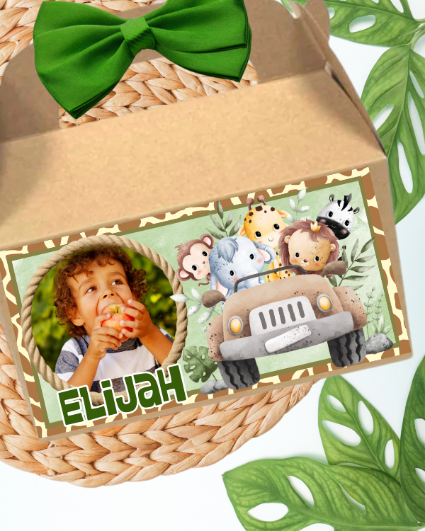 Personalized Jungle Safari Favor Box Sticker Labels