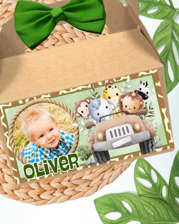 Personalized Jungle Safari Favor Box Sticker Labels