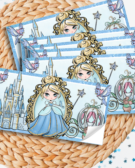 Cinderella Favor Box Sticker Labels