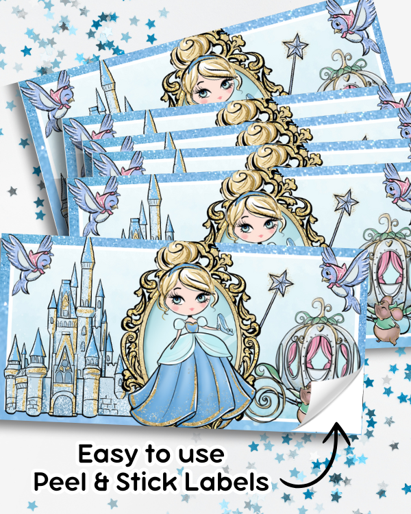 Cinderella Favor Box Sticker Labels