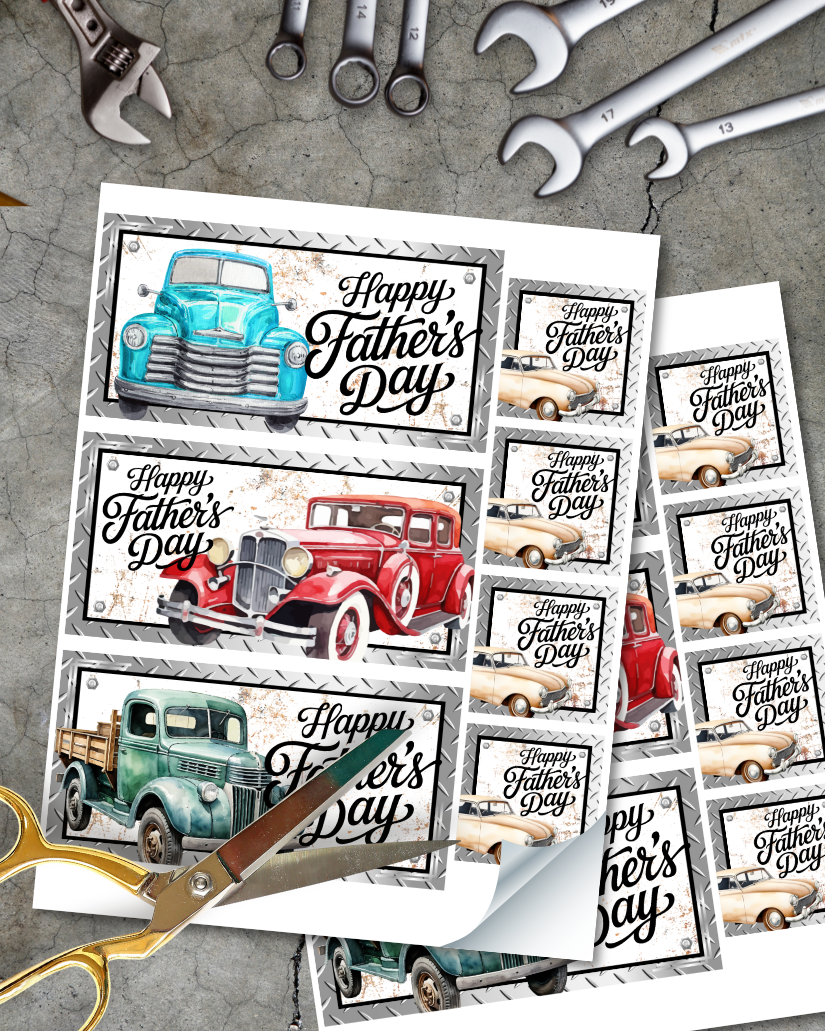 Classic Cars Father's Day Labels - Digital Download
