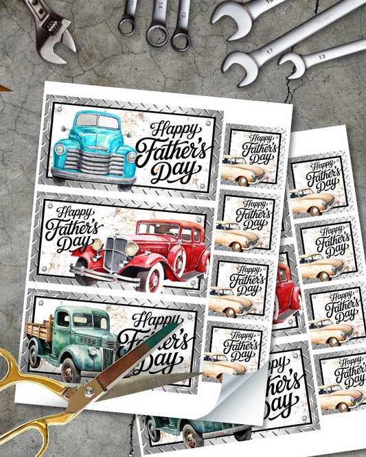 Classic Cars Father's Day Labels - Digital Download