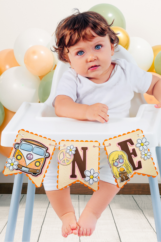 Groovy One Highchair Banner