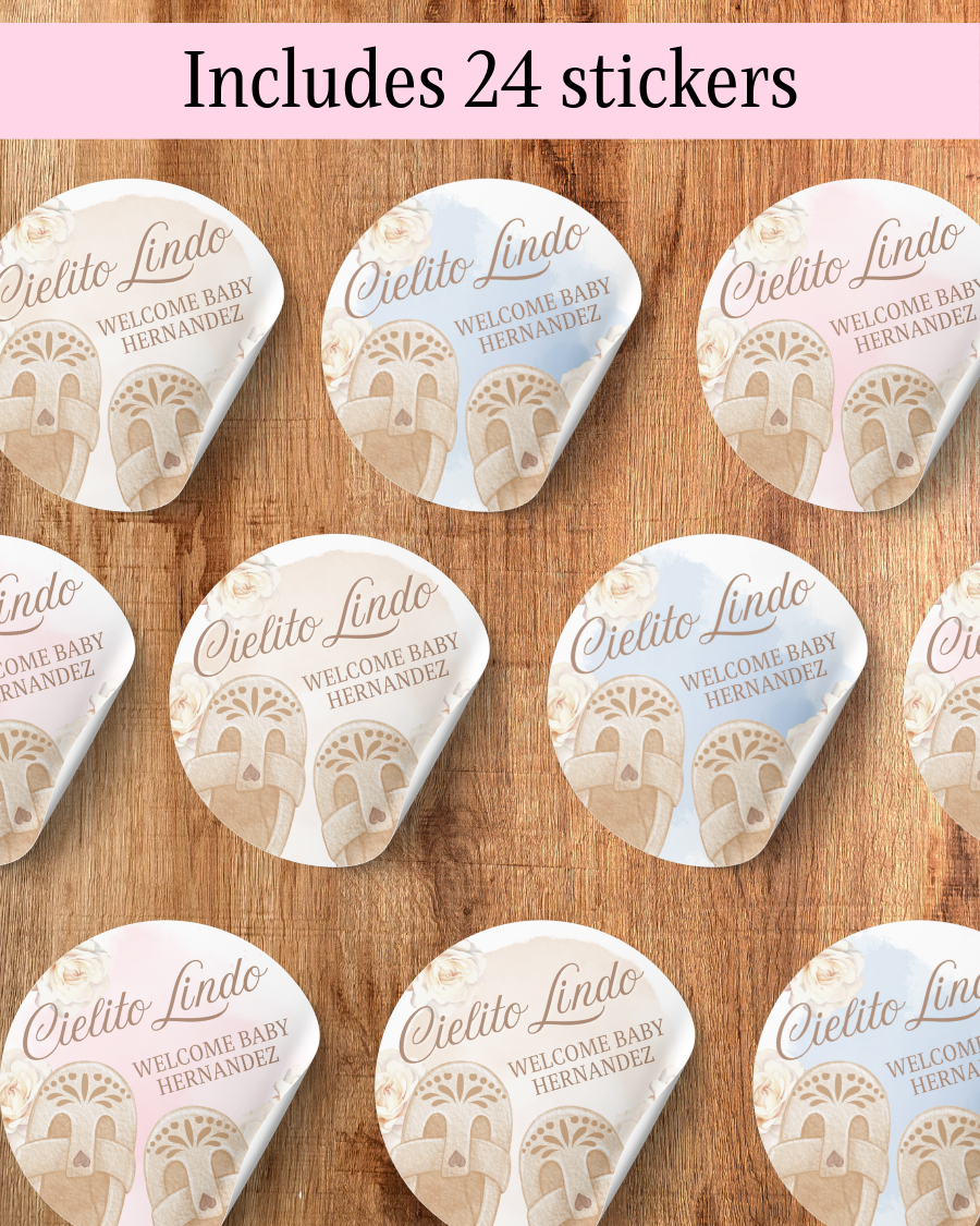 Cielito Lindo Baby Shower Stickers - Personalized