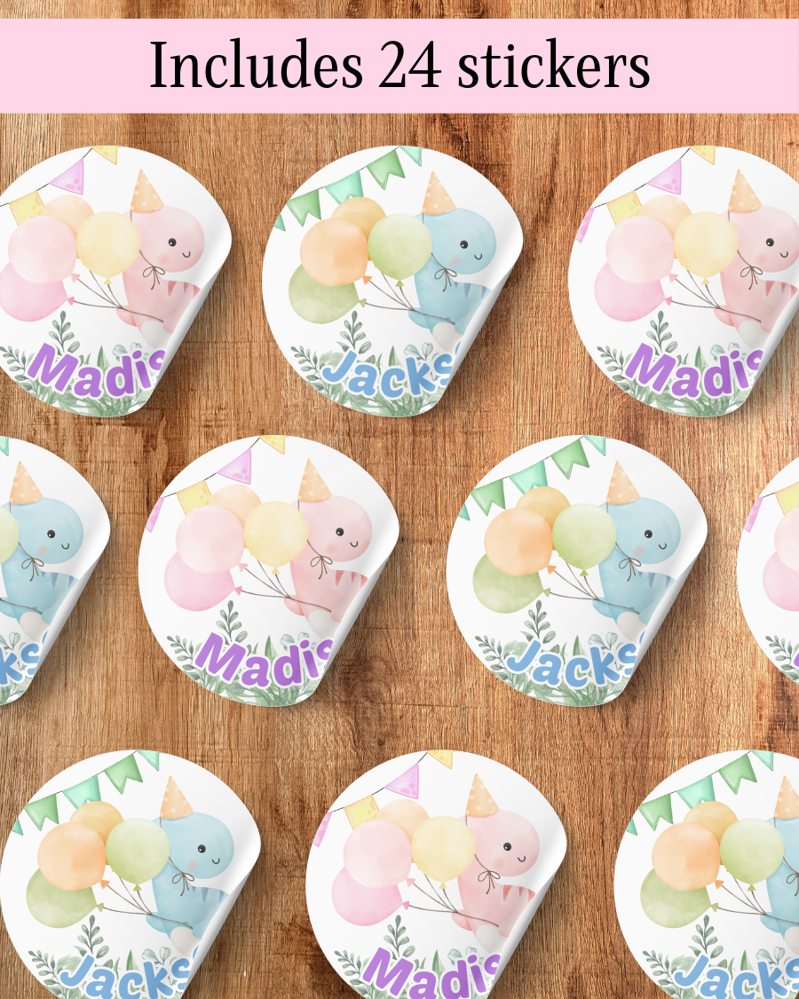 Cartoon Dinosaur Stickers - Personalized