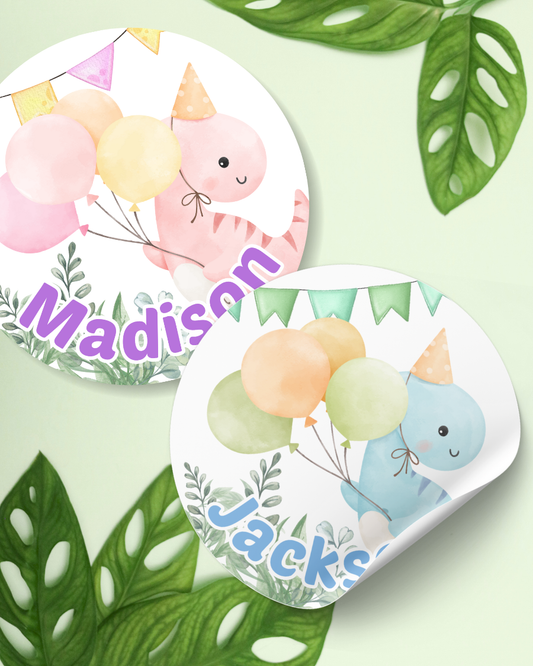 Cartoon Dinosaur Stickers - Personalized