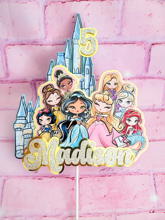 Personalized Princess Cake Topper | Custom princess birthday 